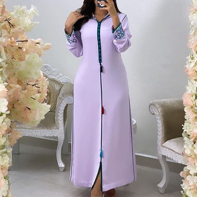 Women Long Dress Dubai Abaya Fashion Hijab Silver Sam