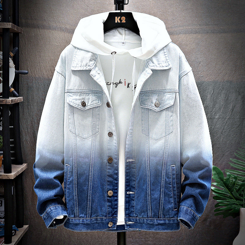 Men's Denim Jacket Loose Jacket Student Clothes Men Silver Sam