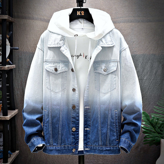 Men's Denim Jacket Loose Jacket Student Clothes Men Silver Sam