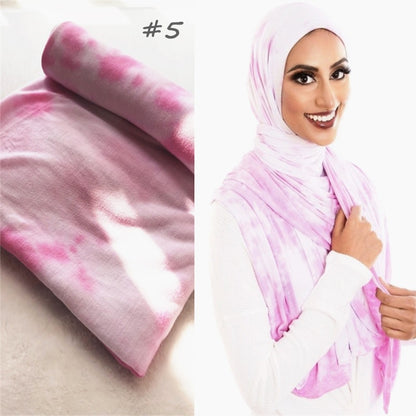 Cotton Modal Tie-dye Cotton Jersey Shawl Scarf Hijab Silver Sam