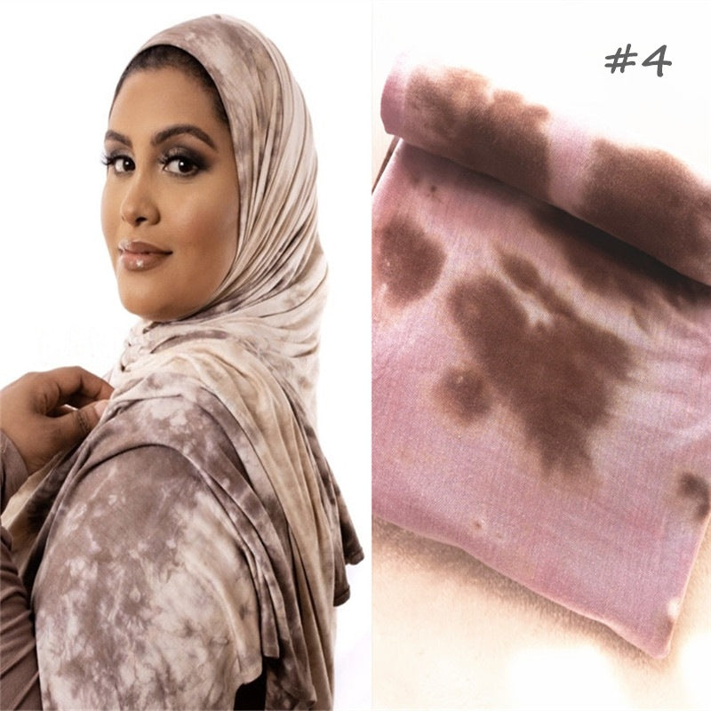 Cotton Modal Tie-dye Cotton Jersey Shawl Scarf Hijab Silver Sam