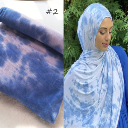 Cotton Modal Tie-dye Cotton Jersey Shawl Scarf Hijab Silver Sam