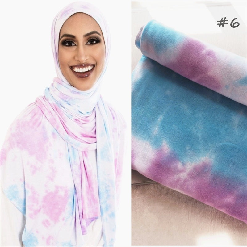 Cotton Modal Tie-dye Cotton Jersey Shawl Scarf Hijab Silver Sam