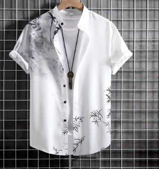 Casual Gradient Print Hawaiian Shirt Silver Sam