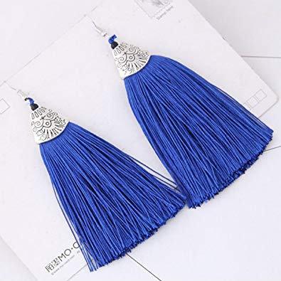 Black Tassel Earrings - drop and dangle thread African Earrings White Baobab